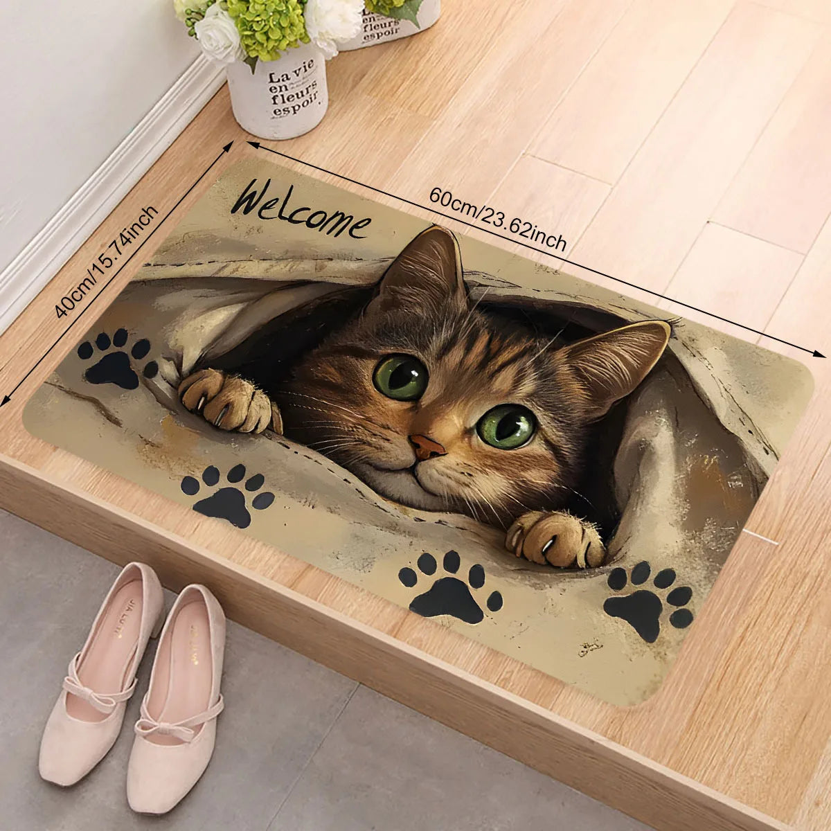 VIKAMA Cartoon Cute Cat Carpet Soft Doormat Welcome Mat Living Room Carpet Kitchen Rug Rug For Bedroom Outdoor Carpet Home Dec