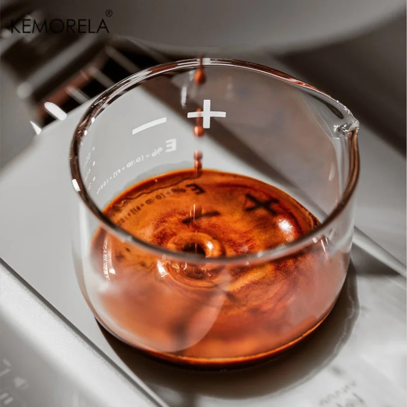 KEMORELA 1/2PCS Espresso Shot Glasses 60ml Clear Scale Measuring Cup Liquid Heavy Glass Coffee Cups Home Barista Accessories