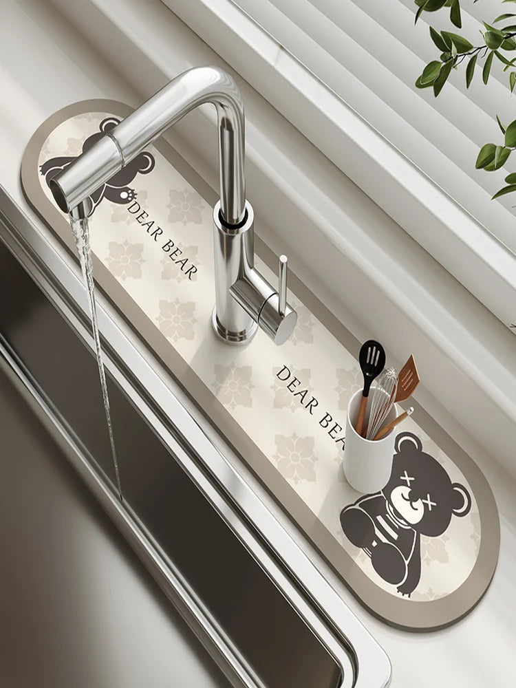 Sink Faucet Mat Kitchen Mat Drainage Mat Absorbent Table Mat Diatom Mud Bathroom Non-Slip Mat Waterproof Countertop Protection