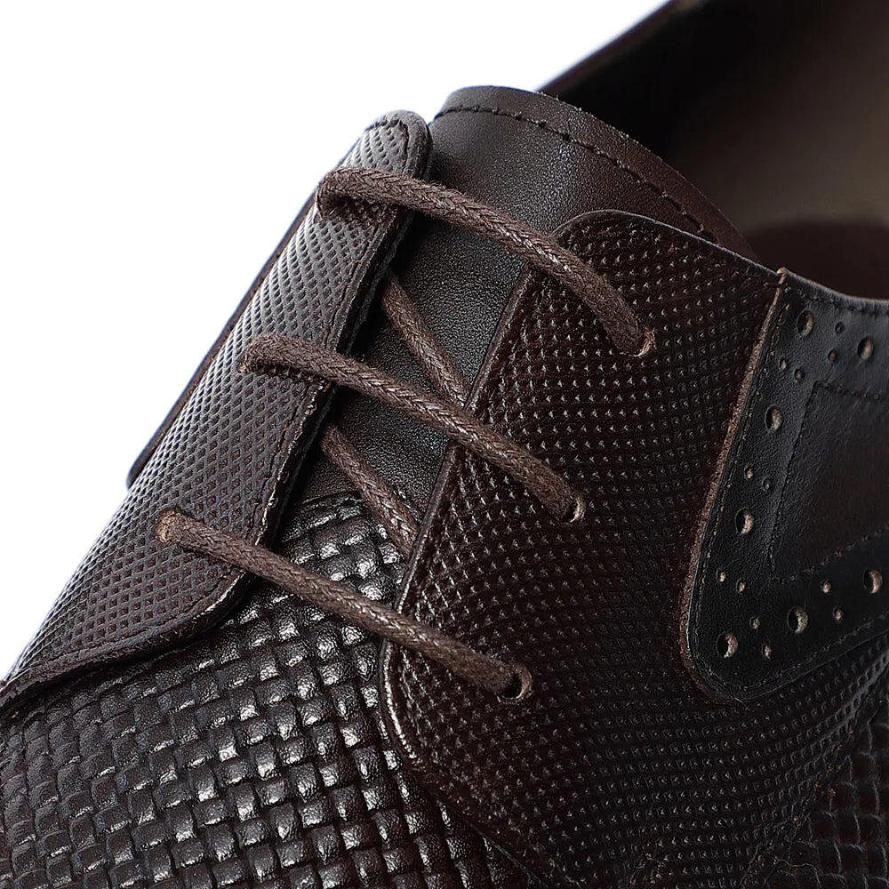 Luxury Handmade Men's Genuine Leather Derby Shoes | Classic Black & Brown Crocodile Print Casual Dress Shoes