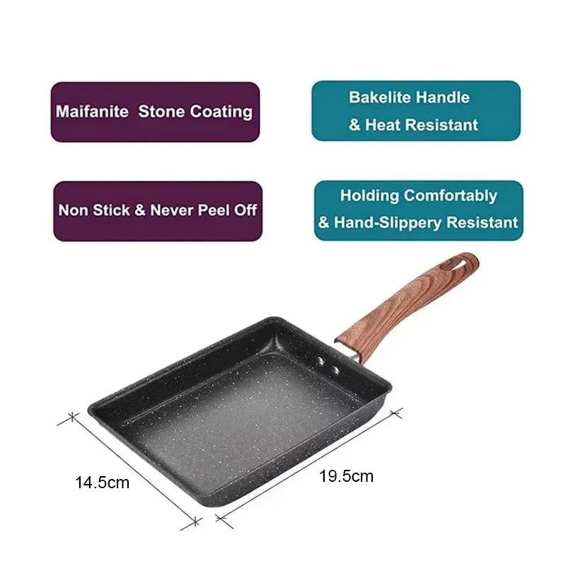 Japanese Tamagoyaki Omelet Pan Non-Stick Frying Pot Thickened Square Pans Induction Gas Stove Universal Egg Pancake Frying Pan