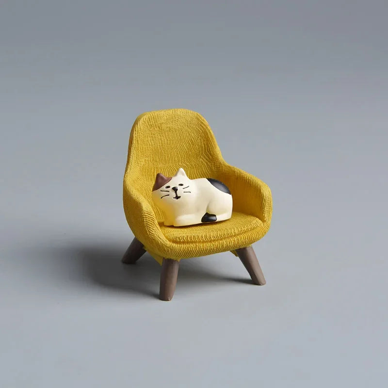 1pc Miniatures Resin Cute Cat Home Handicraft Desktop Ornaments Micro Landscape Scene Decoration Photography Props Figurines