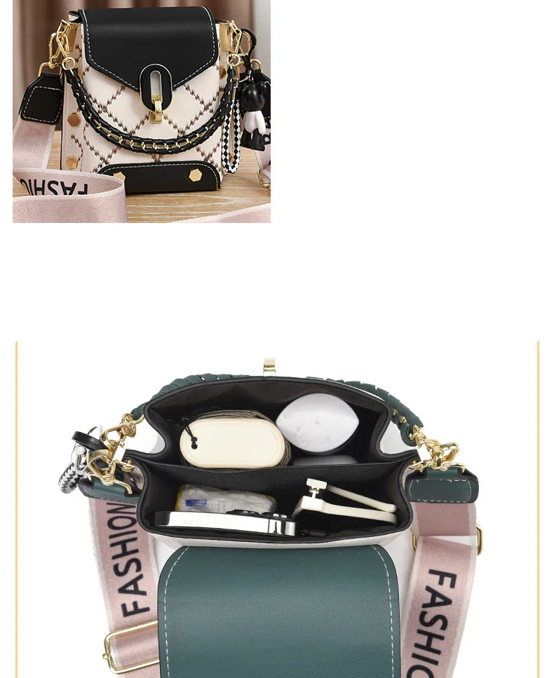 Mini Studded Decor Crossbody Bag | Argyle Embroidery Mobile Phone Purse & Trendy Chain Handbag for Women