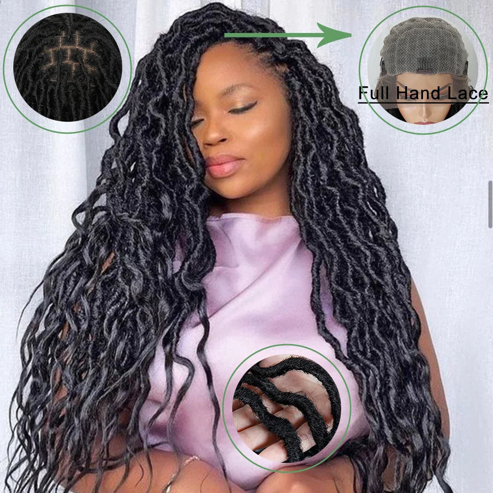IPARTY 32" Knotless Faux Locs Wig | Full Lace Goddess Braids