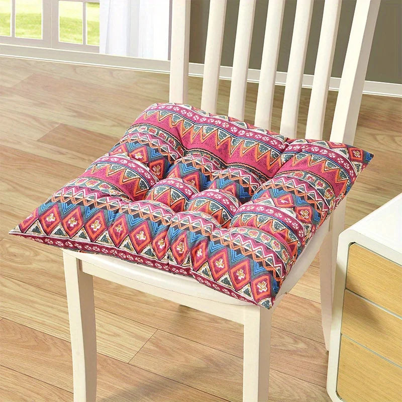 Soft & Comfortable Square Seat Cushion with Strap - Perfect for Office and Home Chairs, Polyester Dining Mat