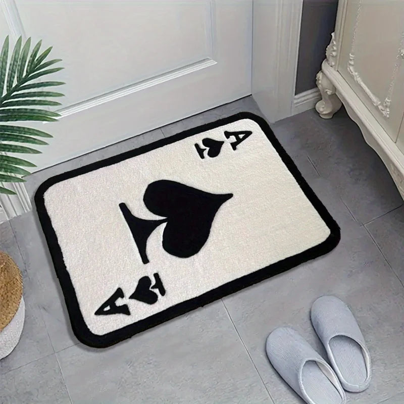 VIKAMA Ace of Spades Carpet Creative Rug Doormat Welcome Mat Kitchen Rug Bathroom Mat Rug For Bedroom Carpet For Live Room Home