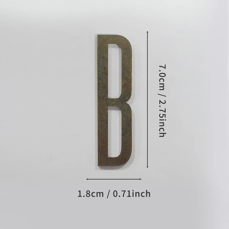 Bronze Self Adhesive House Number Metal English Alphabet Letters for Apartment Room Door Plate Table Mailbox Number Stickers 7cm