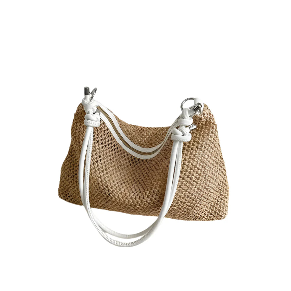 Handmade Braid Straw Bag | Large Capacity Summer Beach Shoulder Bag & Women Girls Fashion Handbag (Rattan Woven Tote for Ladies)