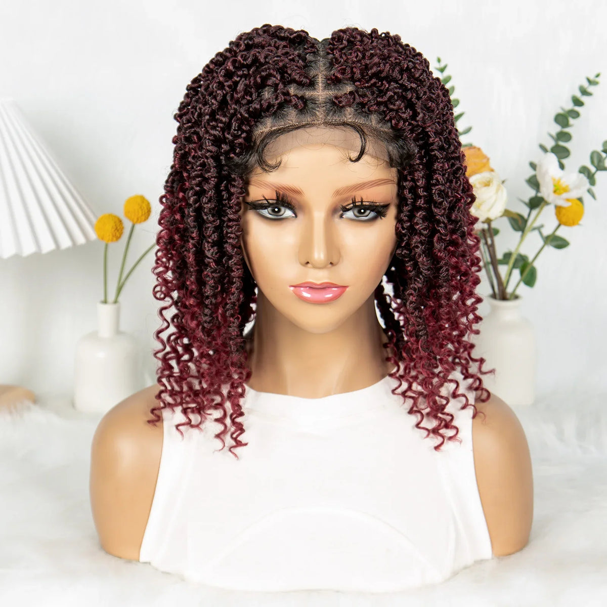 Short Length Box Braided Wig Full Lace Braided Wig Curly Hair With Baby Hair Braiding Wig Twisted Dreadlocks Wig For Women