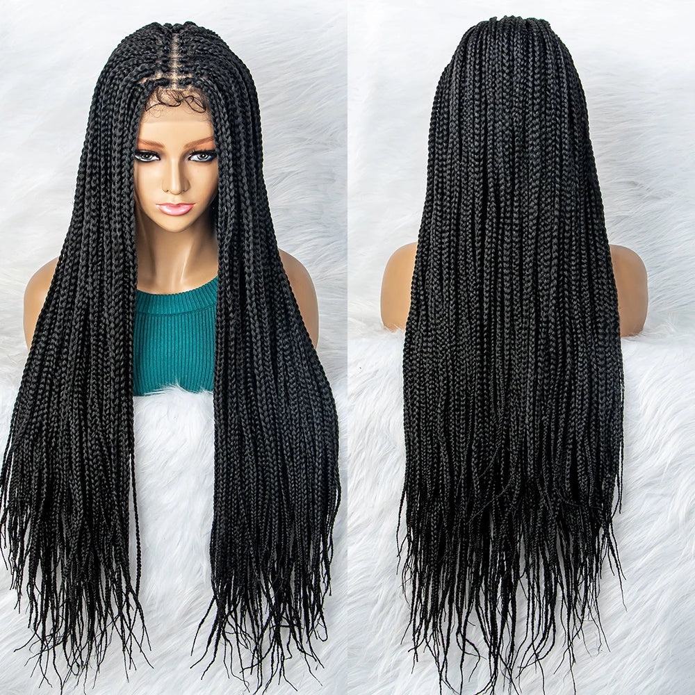 Goddess Box Braids Lace Front Wig | Transparent Full Lace Synthetic Braided Wig