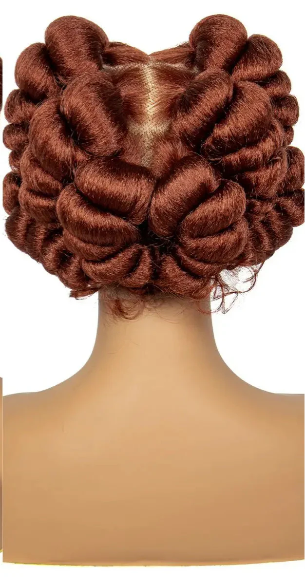 613 Blonde Short Cute Handmade Bantu Knotless Braided Wig | Full Lace Synthetic Wig for Black Women