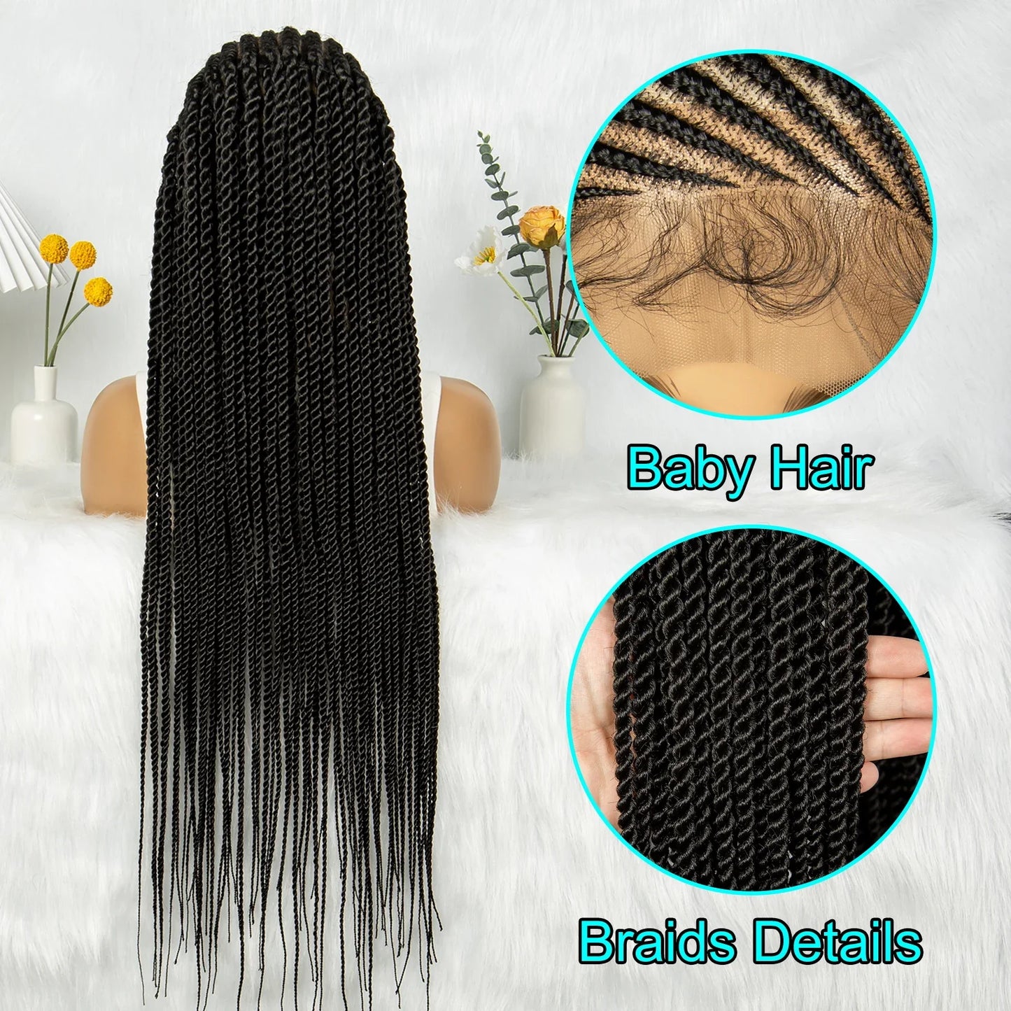HD Lace Cornrows to Twisted Braids Wig | Full Lace Goddess Style