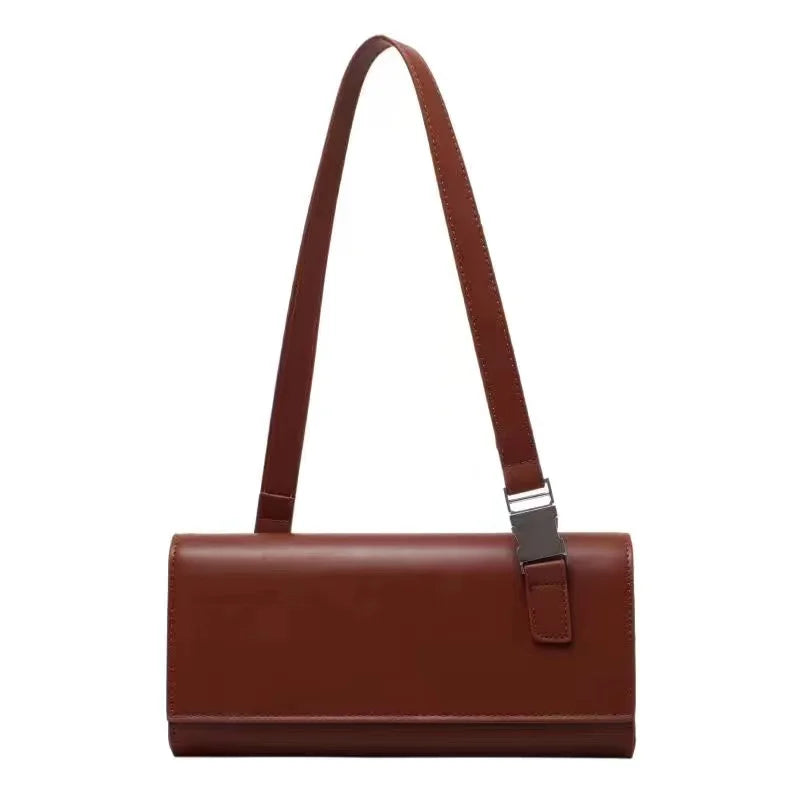 High Quality Klein Blue PU Leather Shoulder Bag for Women | Fashion Rectangle Underarm Purse (Ladies' Solid Handbag with Chains)