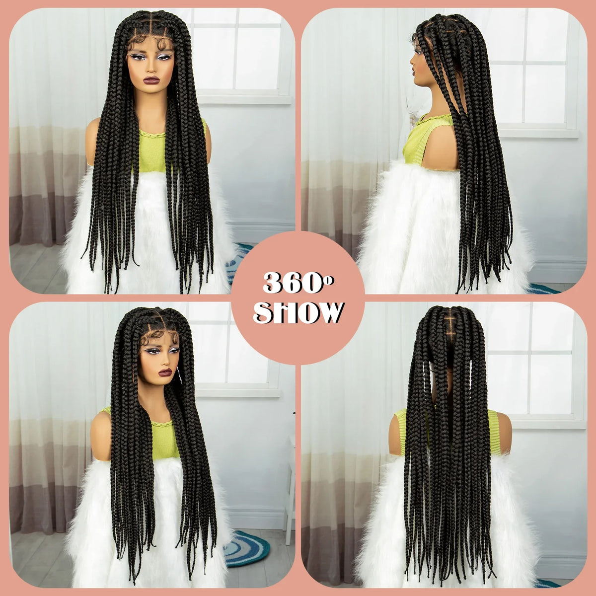 Knotless Twist Braids Full Lace Wig | Straight Synthetic Braids | Baby Hair | Black Women