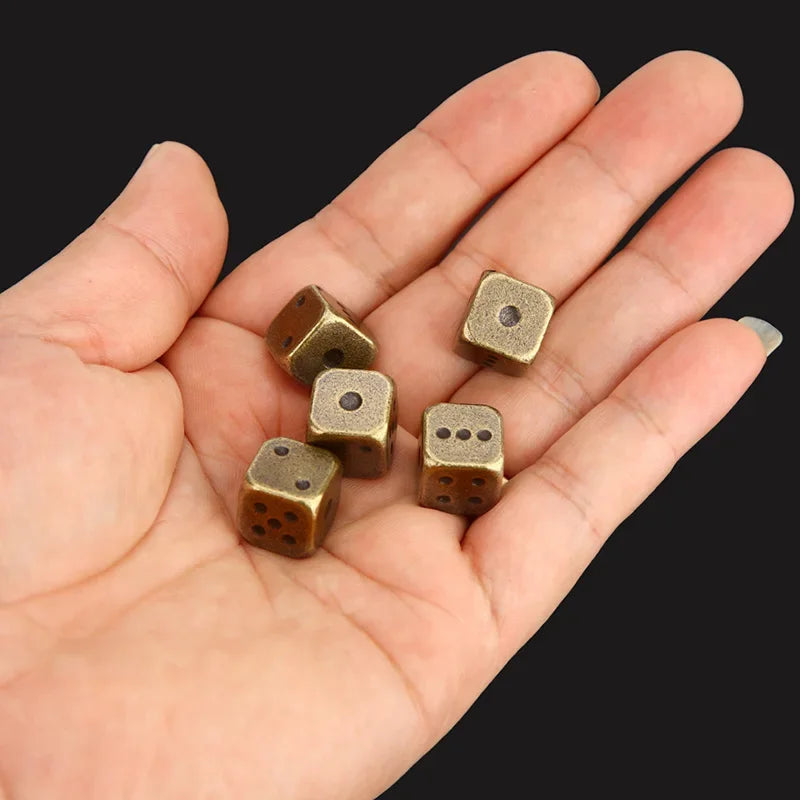 5 PCS/Set Gold/Silver/Bronze Metal Funny Dice Standard 6 Sided Decider Board Game Acessorios 13*13mm Dice