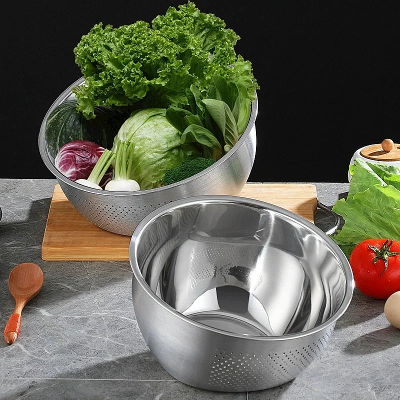 Kitchen Strainer, Stainless Steel Colander Rice Washer Vegetable Fruit Washing Bowls for Cleaning , Rice, and , Kitchen Tools