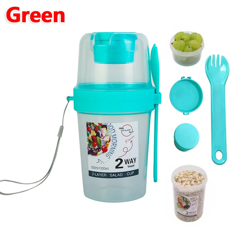 Breakfast On The Go Cups, Salad Cup To Go, Take And Go Yogurt Cereal Overnight Oats Snack Parfait Containers & Salad Dressing Ho