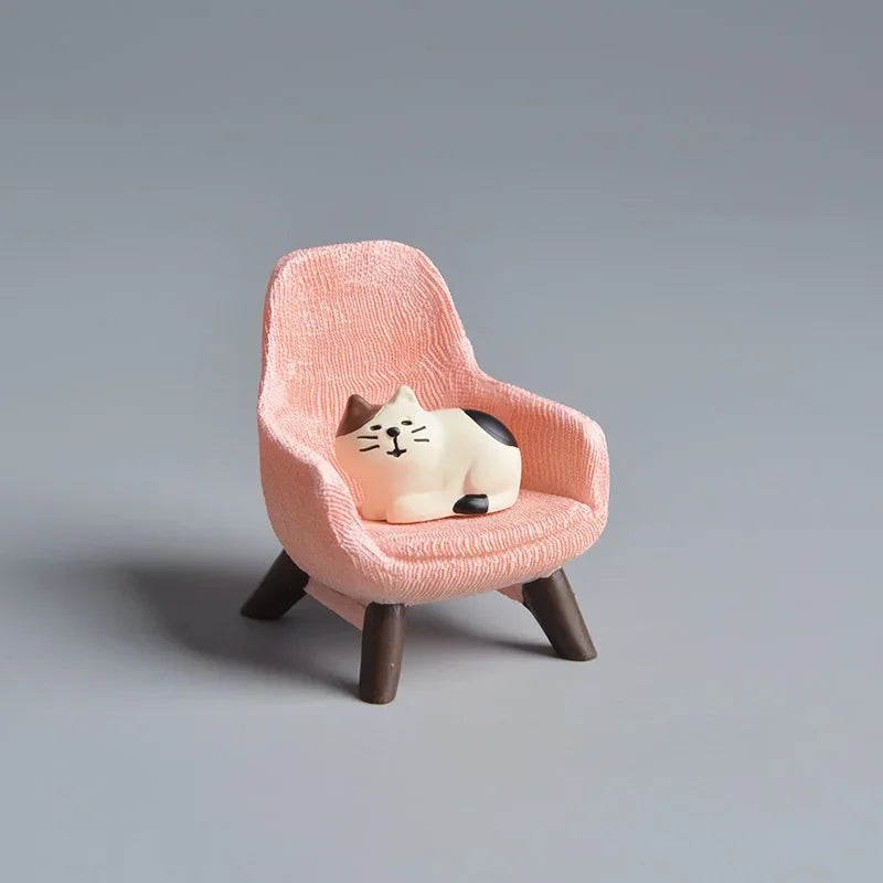 1pc Miniatures Resin Cute Cat Home Handicraft Desktop Ornaments Micro Landscape Scene Decoration Photography Props Figurines