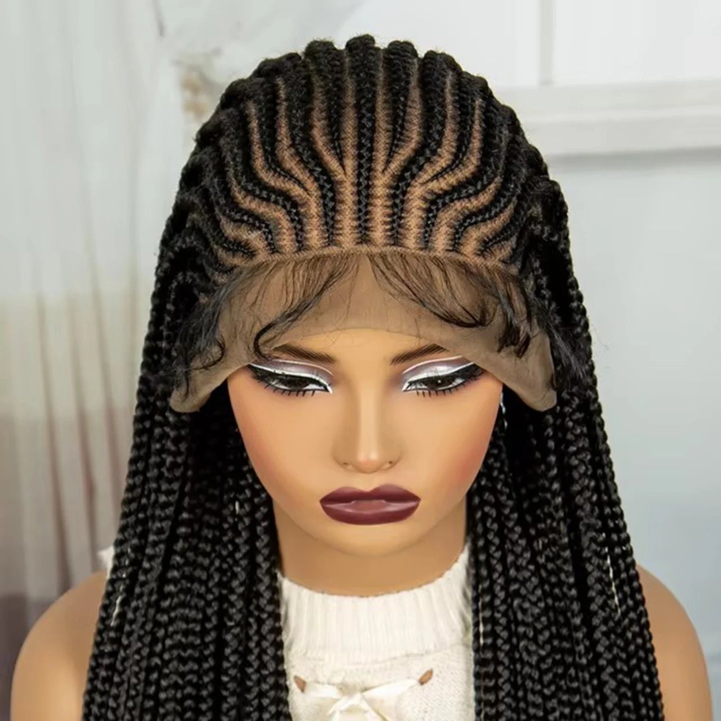 36" Cornrow Knotless Braids Wig | Full Lace Frontal | Baby Hair