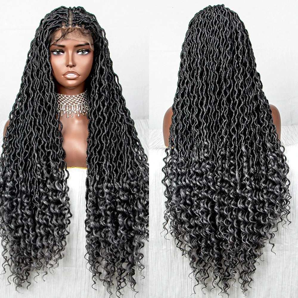 Colorful Dreadlocks & Water Wave Braids Wig | Lace Front | Baby Hair