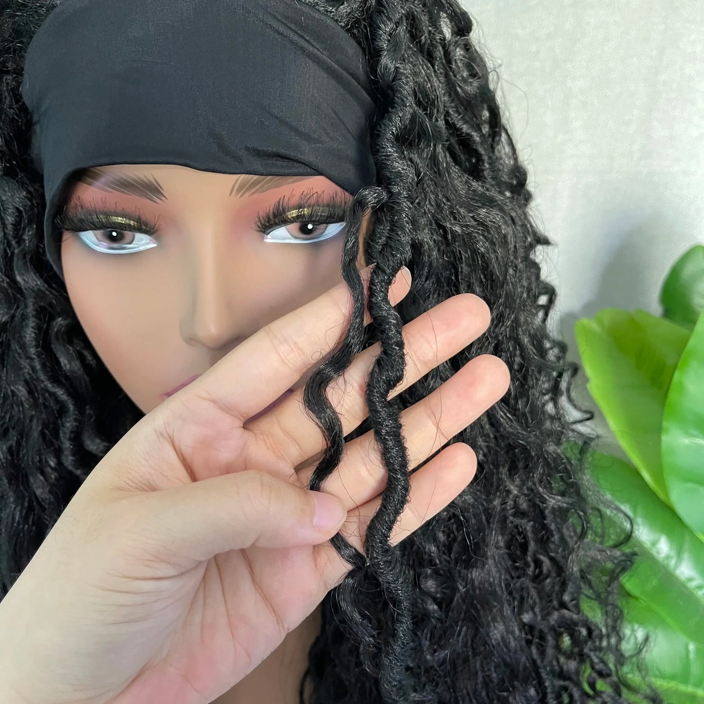 Goddess Faux Locs Headband Wig | 24" Afro Kinky Curly Passion Twist | Synthetic Braided Wig | Black Women