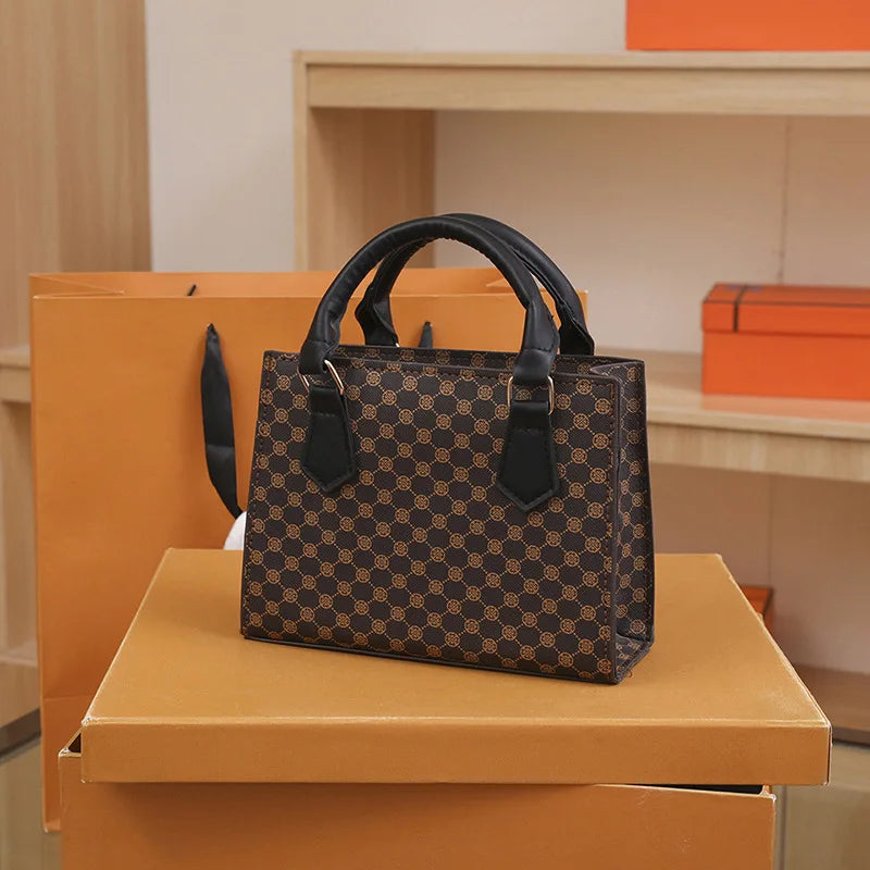 Fashion Square Small Top-Handle Bags | Casual Tote PU Leather Plaid Crossbody Shoulder Bag (Women's Handbags for Daily Use & Gift