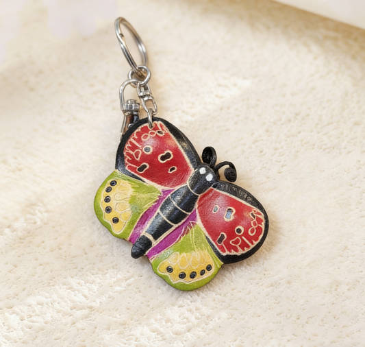 Handmade Butterfly Leather Keychain