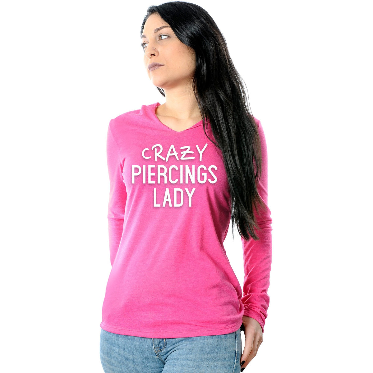 Crazy Piercings Lady Tapered Long Sleeve Hoodie