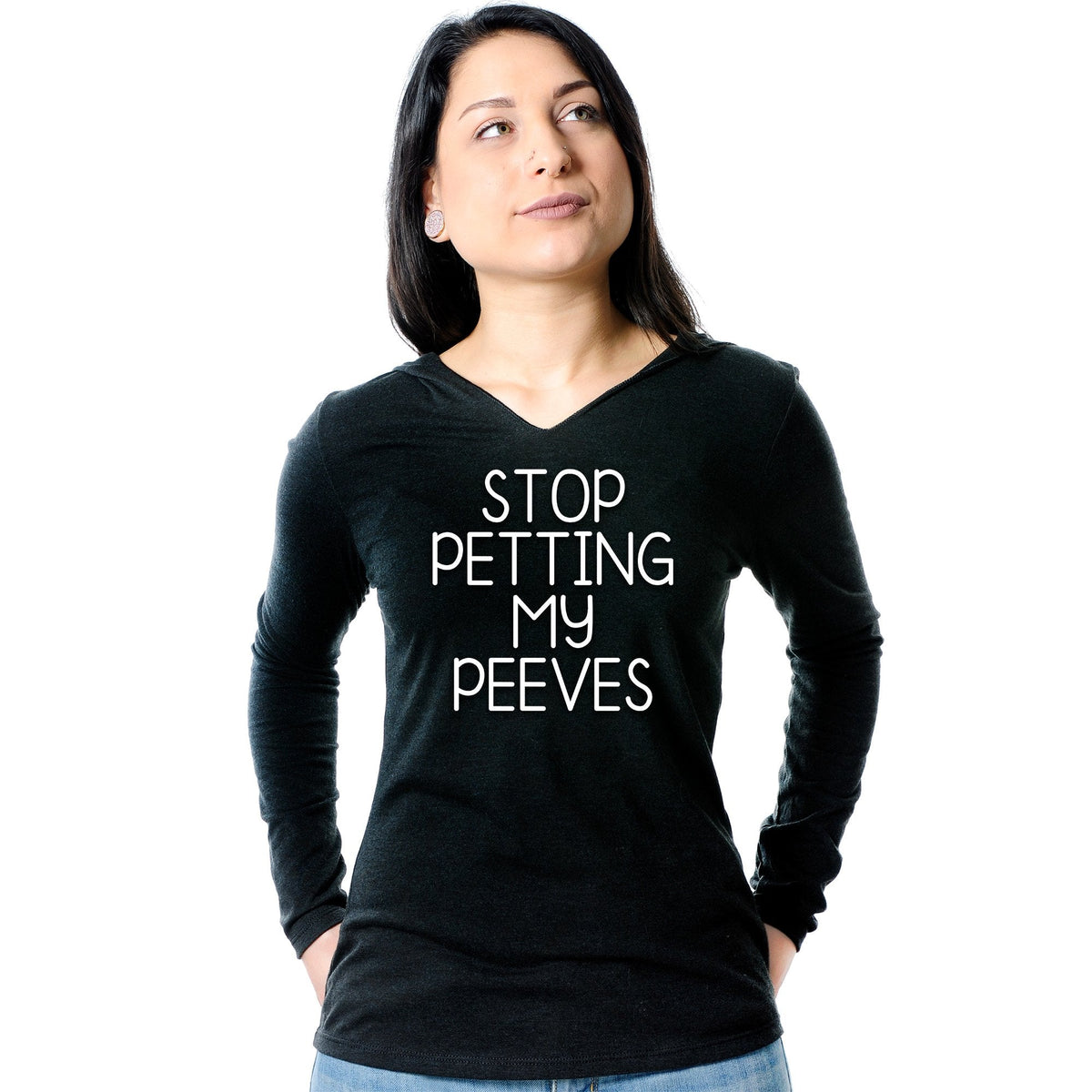 Stop Petting My Peeves Tapered Long Sleeve Hoodie
