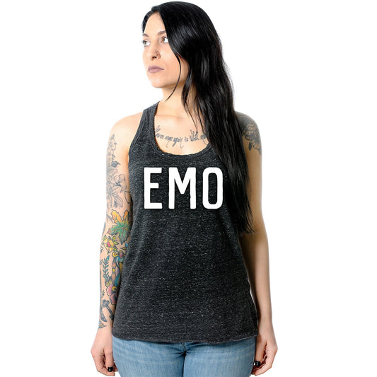 Emo Black Gray Cosmic Twist Back Tank Top
