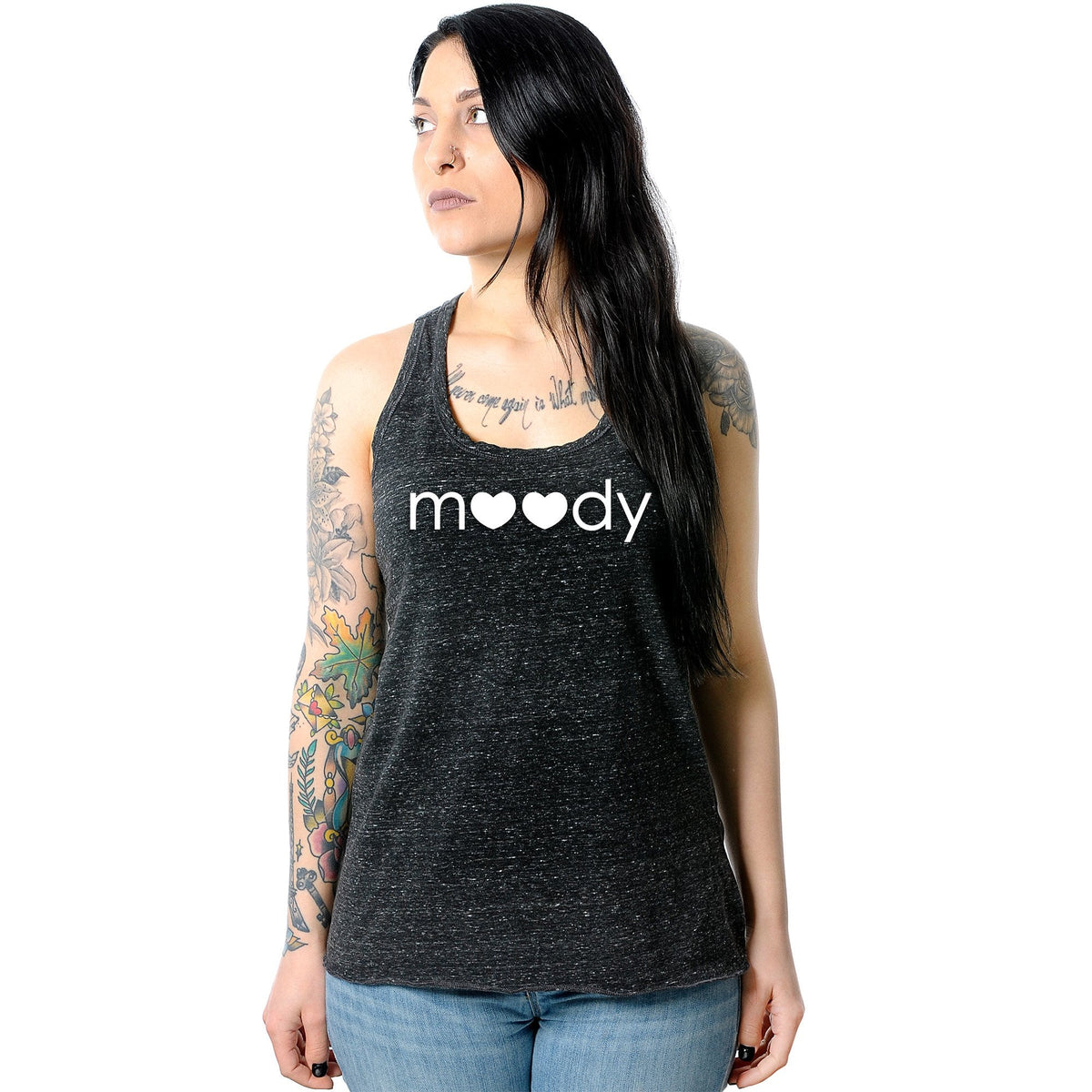 Moody Black Gray Cosmic Twist Back Tank Top