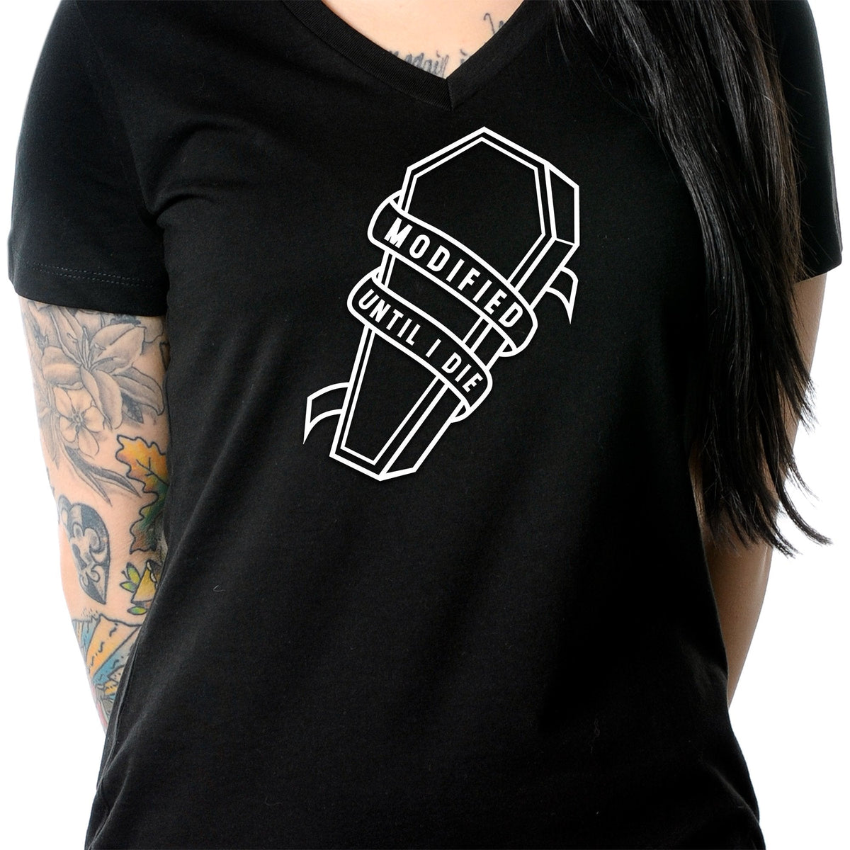 Modified Till I Die Tapered V-Neck Tee Shirt