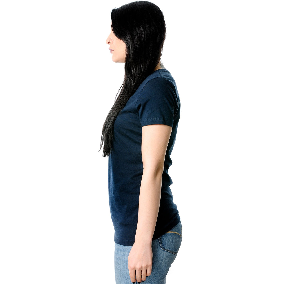 Don't Touch Me Black Tapered V-Neck Tee Shirt