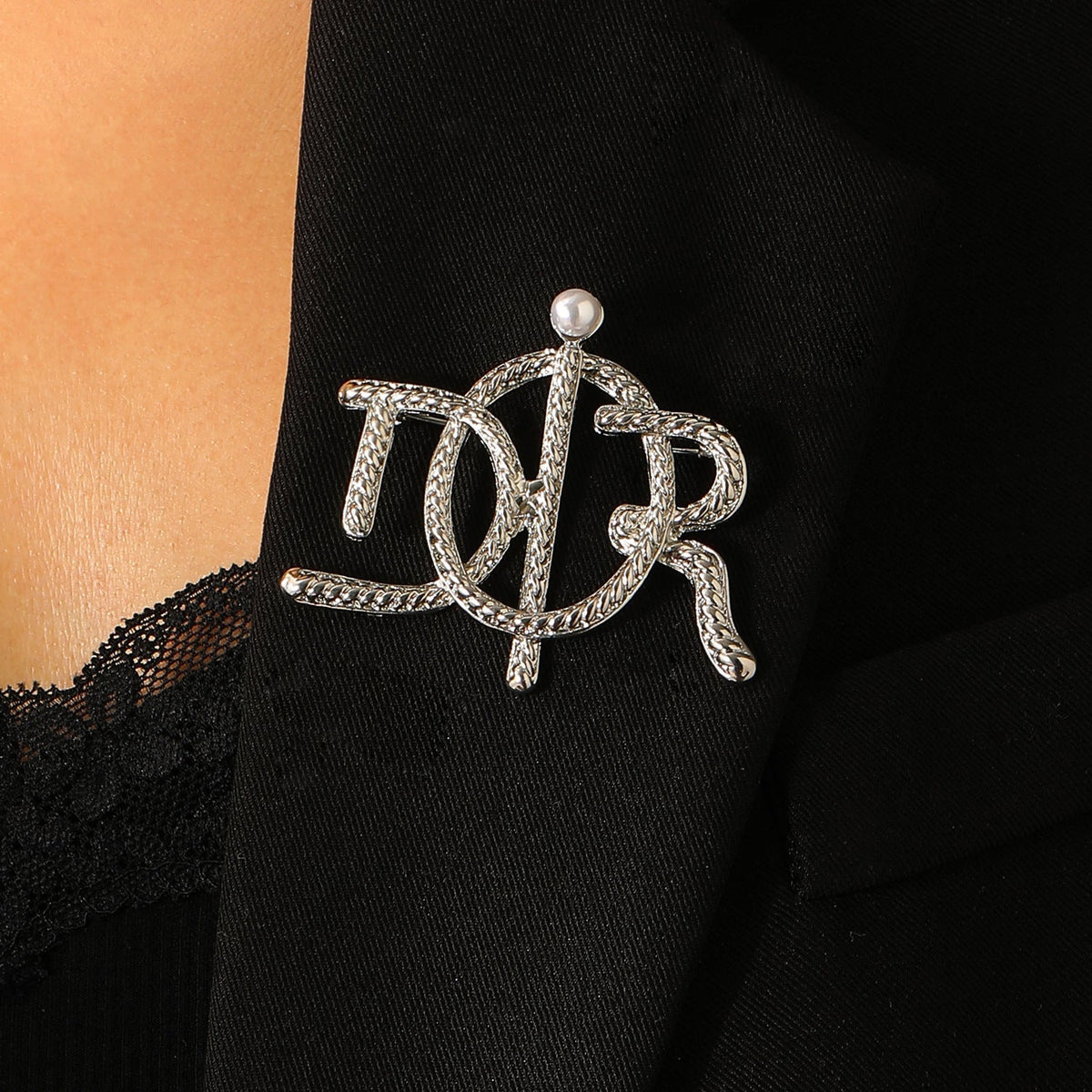Vintage D Letter Twist Brooch