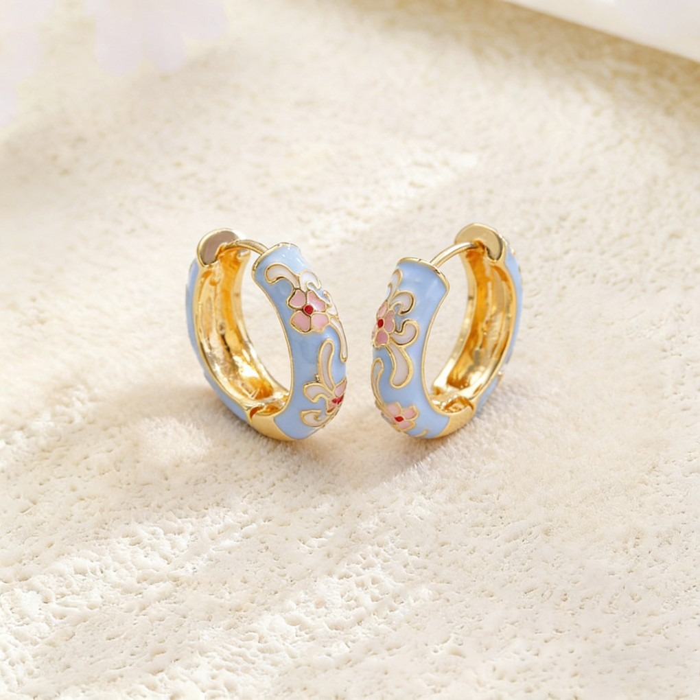 Vintage Enamel Flower Petal Ear Cuffs