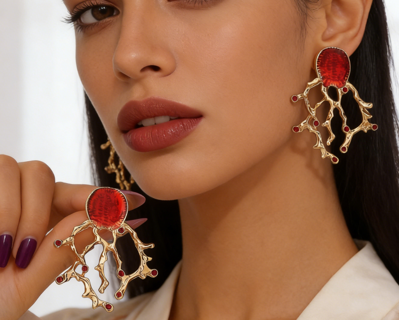 Beach Vacation Coral Jewelry Set