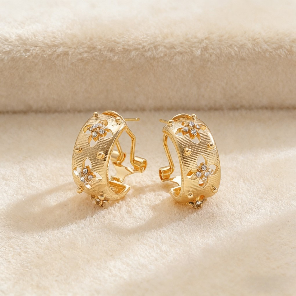 Vintage Enamel Flower Petal Ear Cuffs