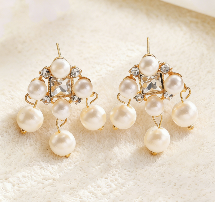 French Vintage Multi-Layer Pearl Tassel Earrings