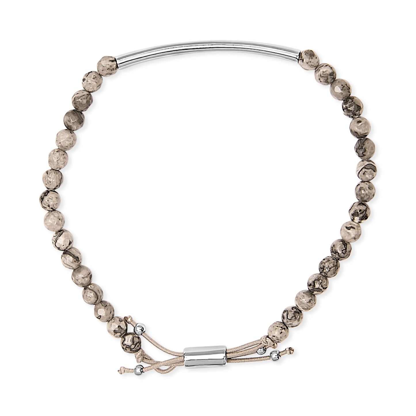 Sterling Silver Jasper Bead Station Bracelet Bolo Clasp