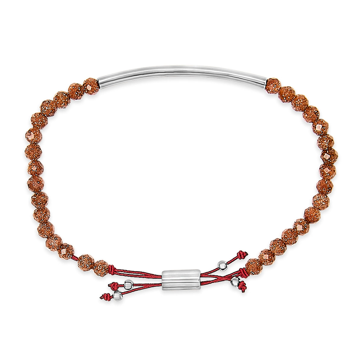 Sterling Silver Sand Bead Station Bracelet Bolo