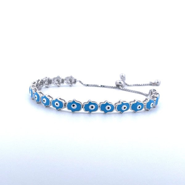 925 Sterling Silver Blue Evil Eye and Hamsa Bracel