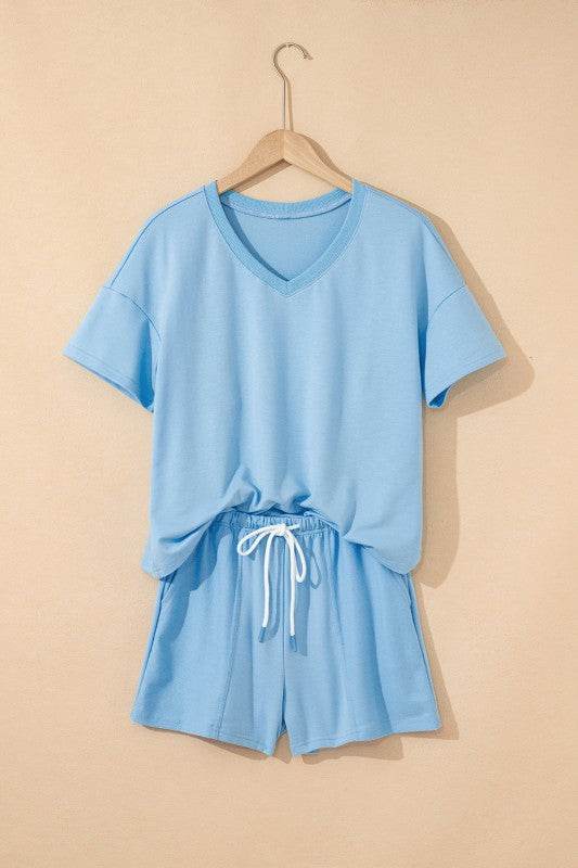 Avery Top and Patchwork Drawstring Shorts Set