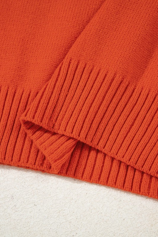 Solid Collared V-Neck Ribbed Edge Sweater