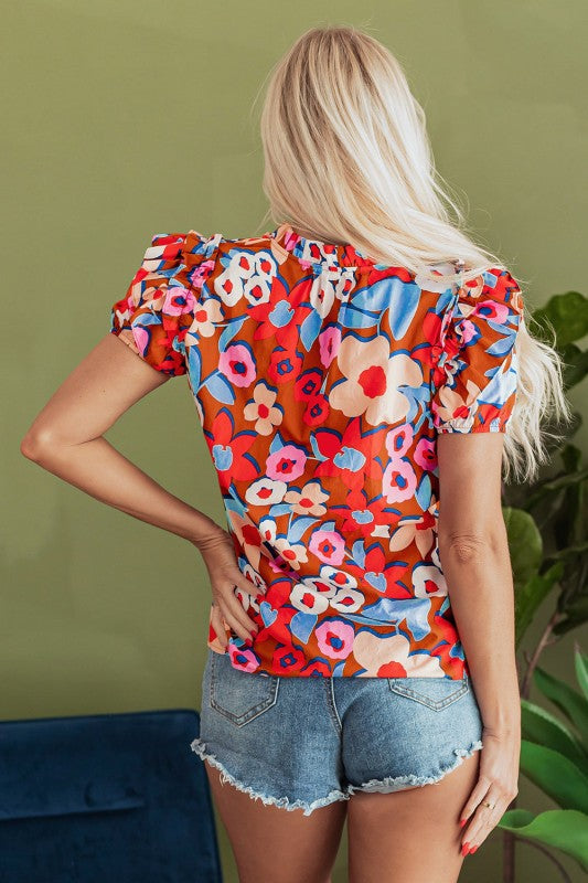 Lyric Flower Self Tie Blouse