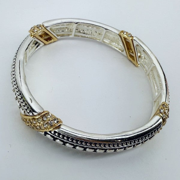 Silver or 2 Tone Finish Filigree Stretchable Brace