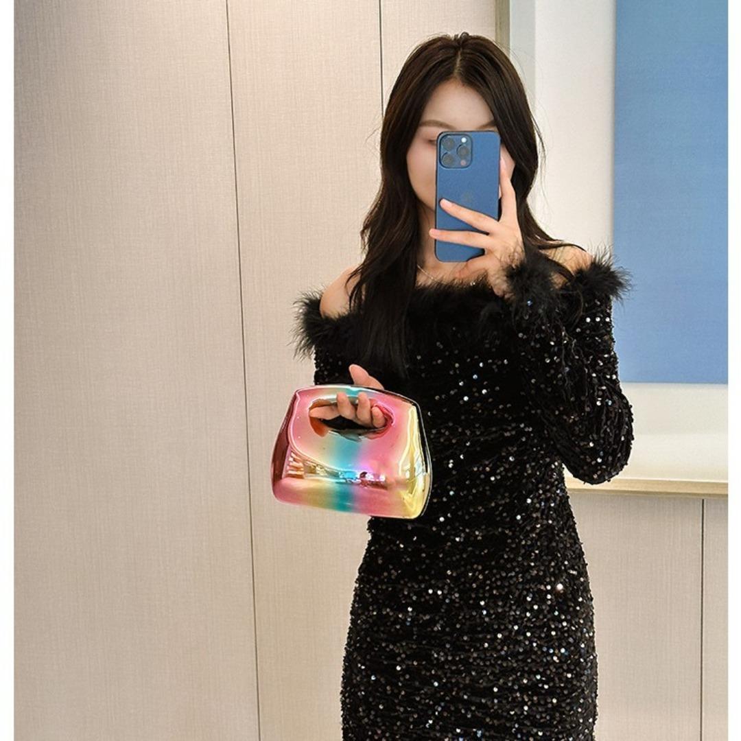 Acrylic bag square box clutch bag metal dinner bag Crossbody even bag