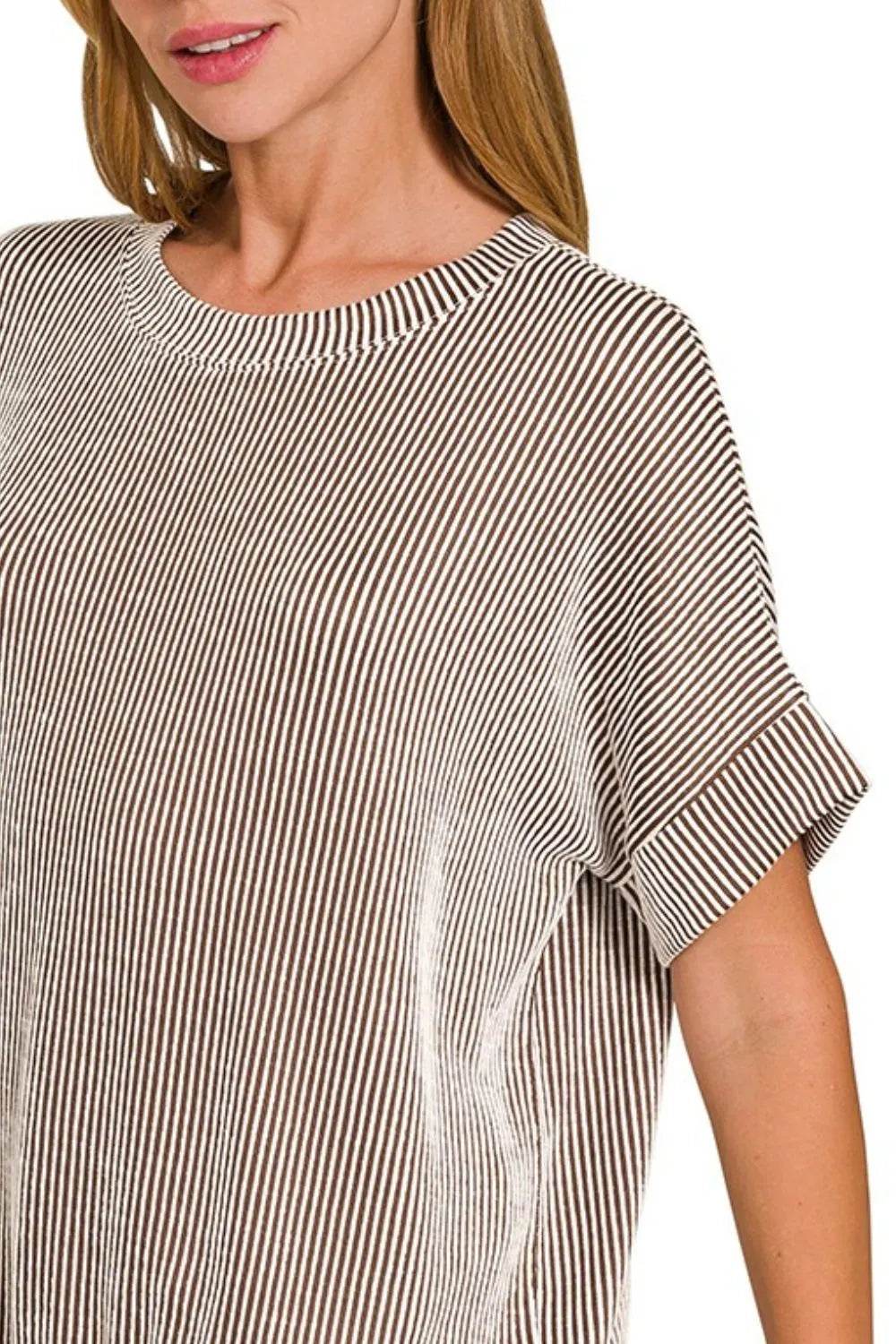Zenana Corded Rib Short Sleeve T-Shirt