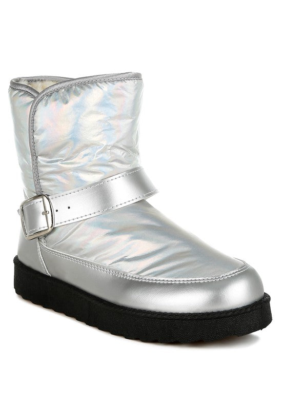 Jammy Buckle Strap Puffy Ankle Boots