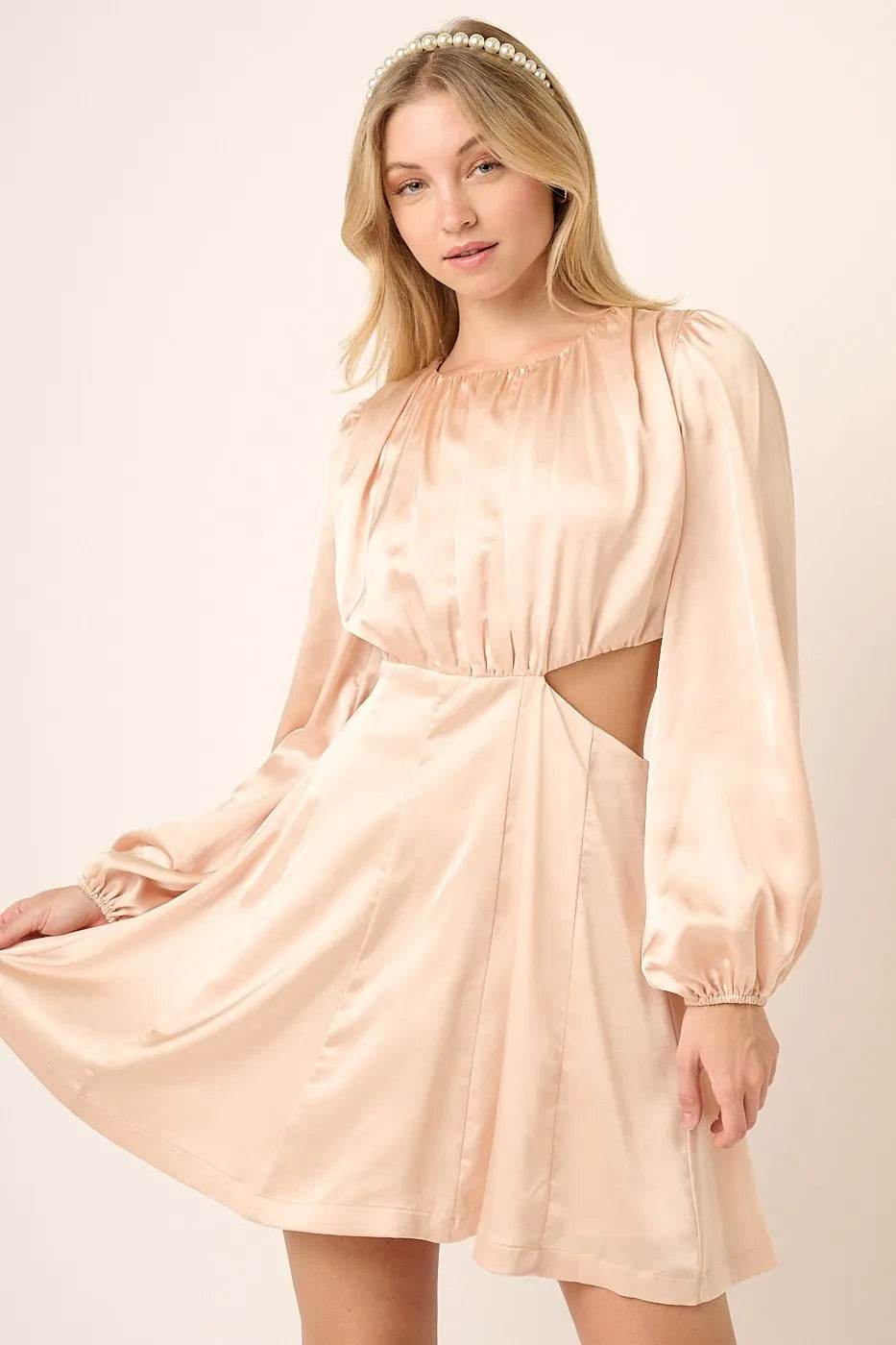 Mittoshop Satin Side Cutout Detail Mini Dress