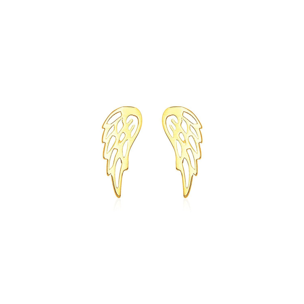14k Yellow Gold Polished Wing Post Earrings